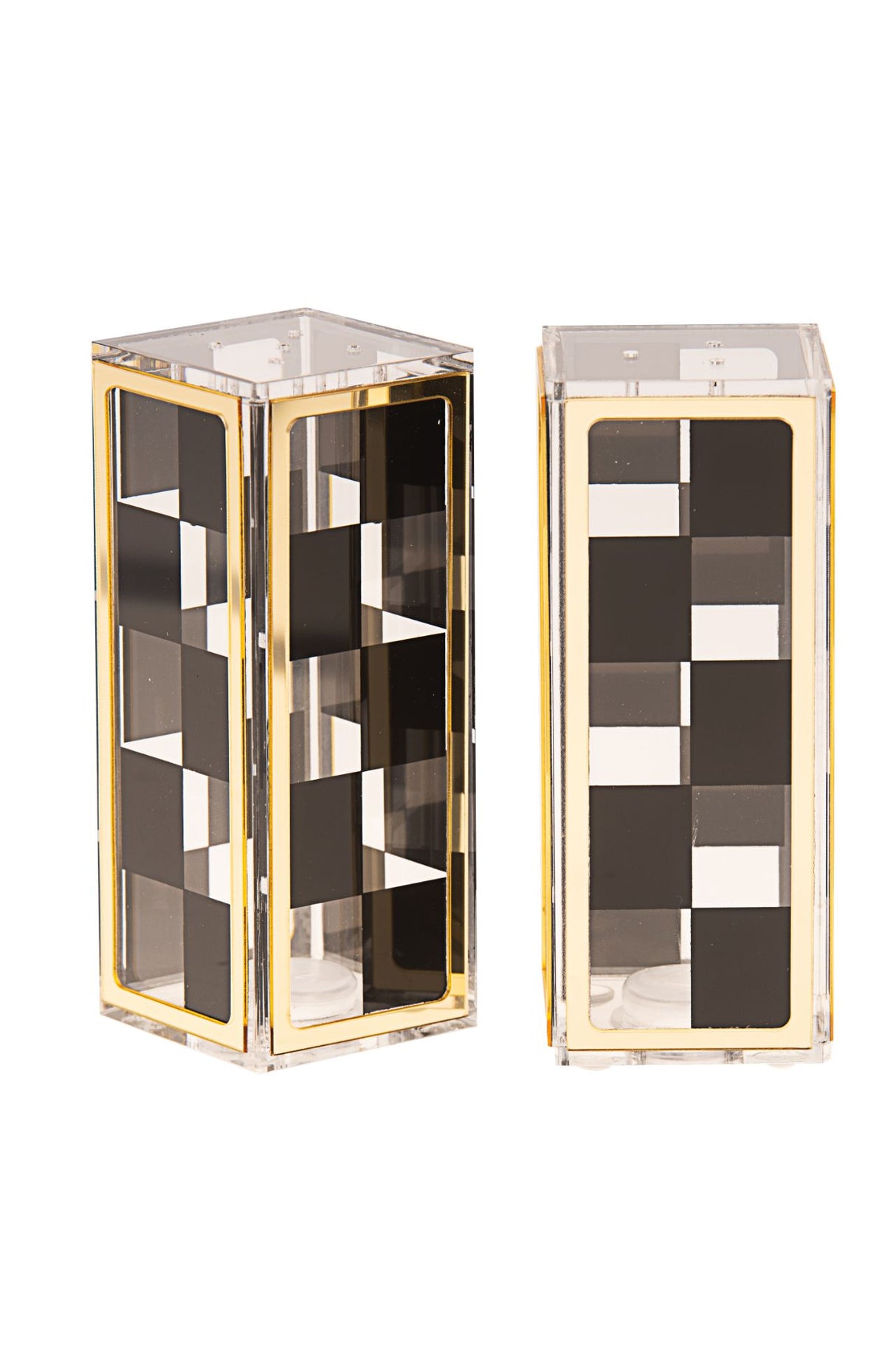 Salt and Pepper Black and Clear Lucite