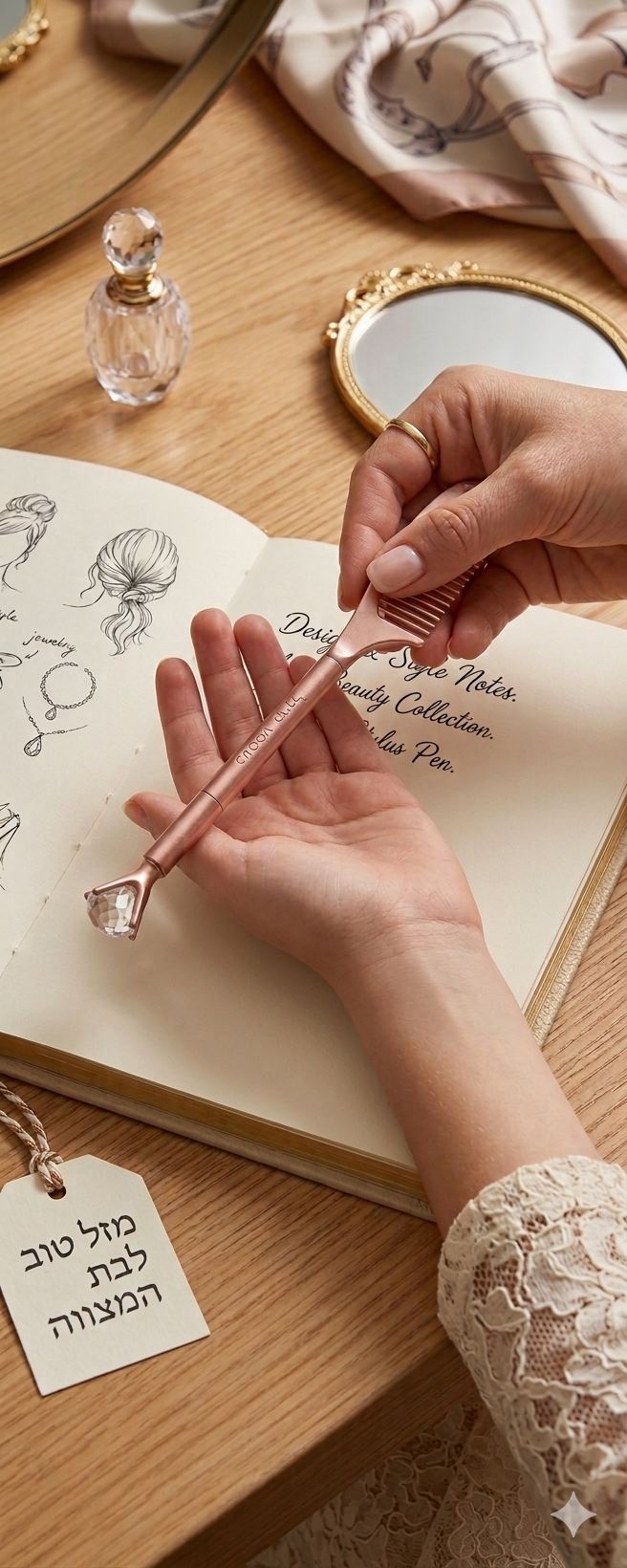 Diamond Comb Shape Gel Pen Best Girl Yiddish