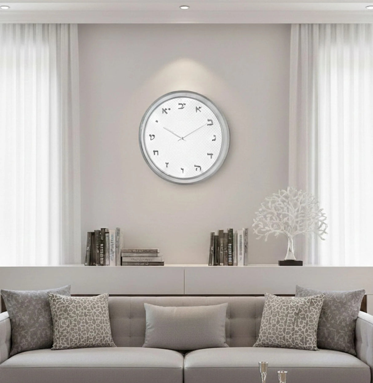 Woven Leatherite Wall Clock - silver