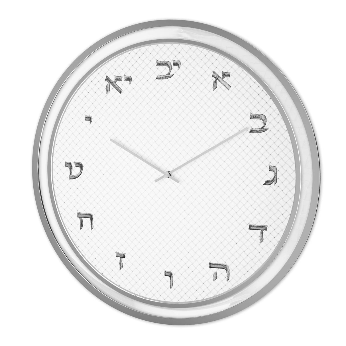 Woven Leatherite Wall Clock - silver