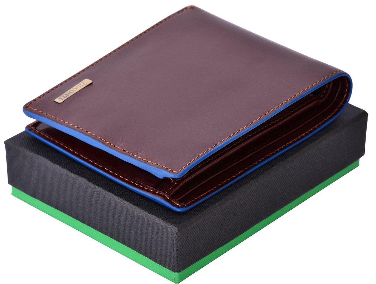 Visconti Men's Leather Wallet - Bilfold - Genuine Leather - RFID - Brown - Alps Collection