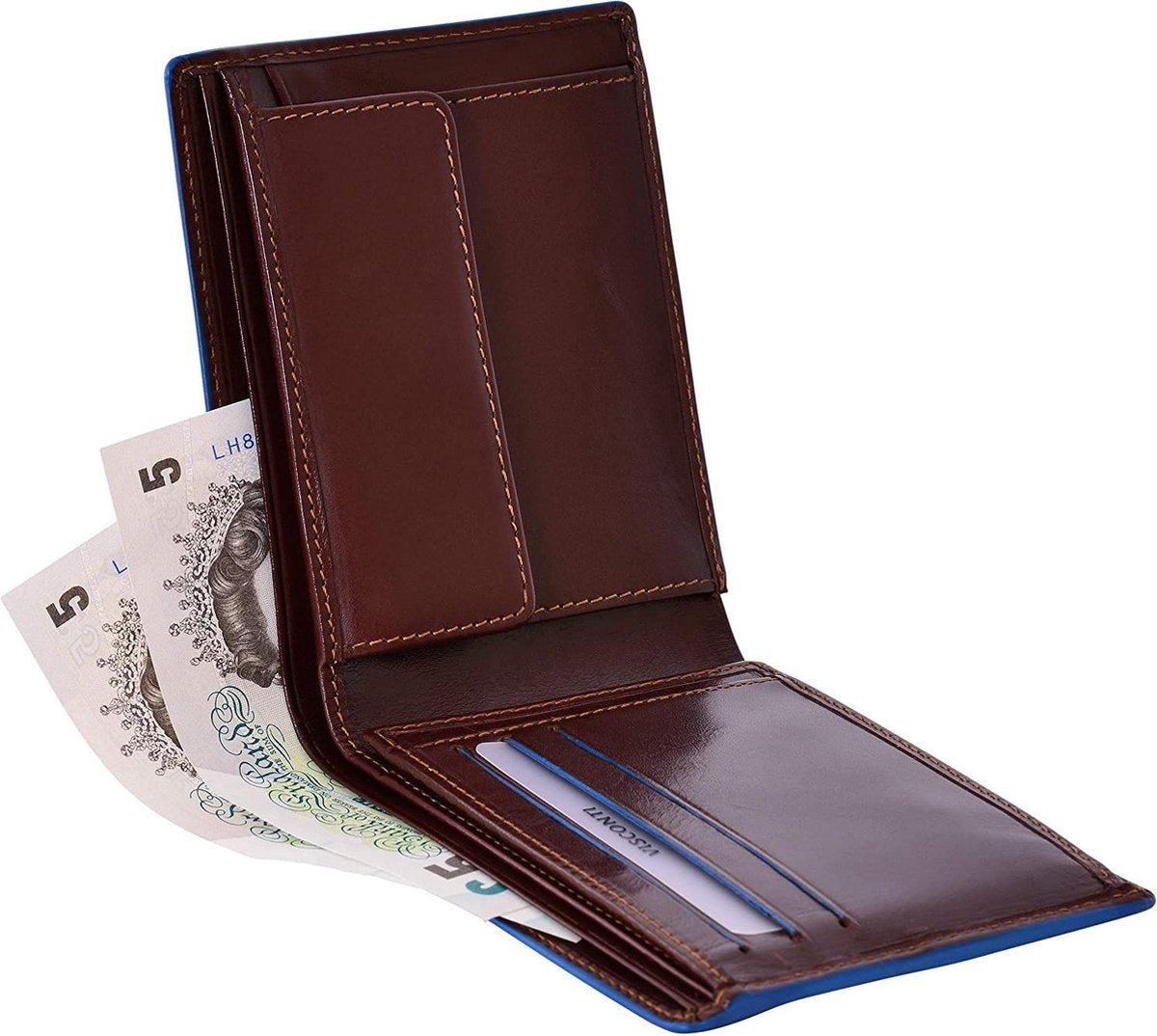 Visconti Men's Leather Wallet - Bilfold - Genuine Leather - RFID - Brown - Alps Collection