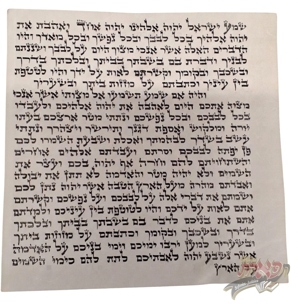 קלף מזוזה - ע''י סופר יר''ש בהמלצת משמרת סת''ם / Mezuzah parchment - by Sofer on the recommendation of the Mishmeret Stam