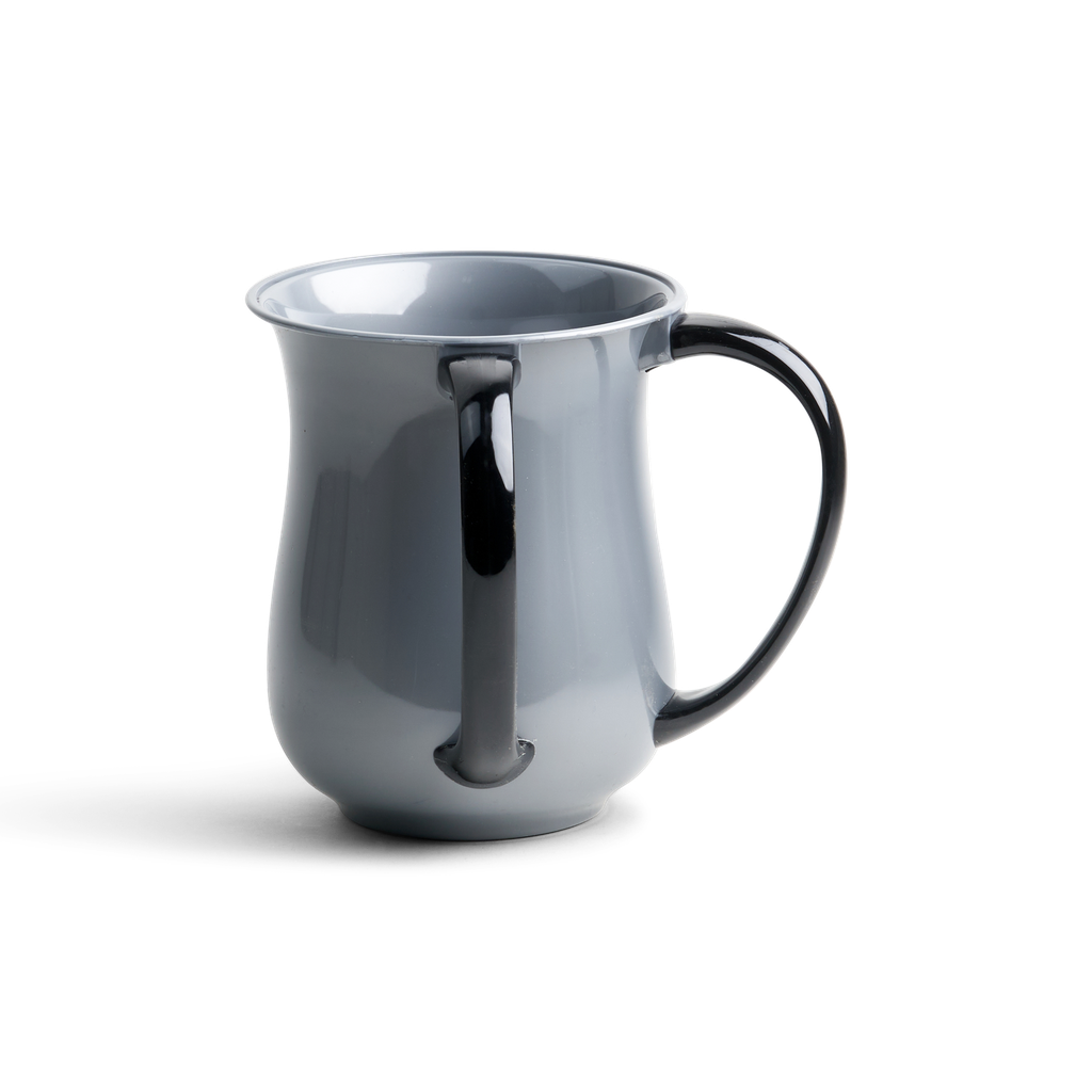 Acrylic Cup With 2 Handles Metallic Silver With black Handle