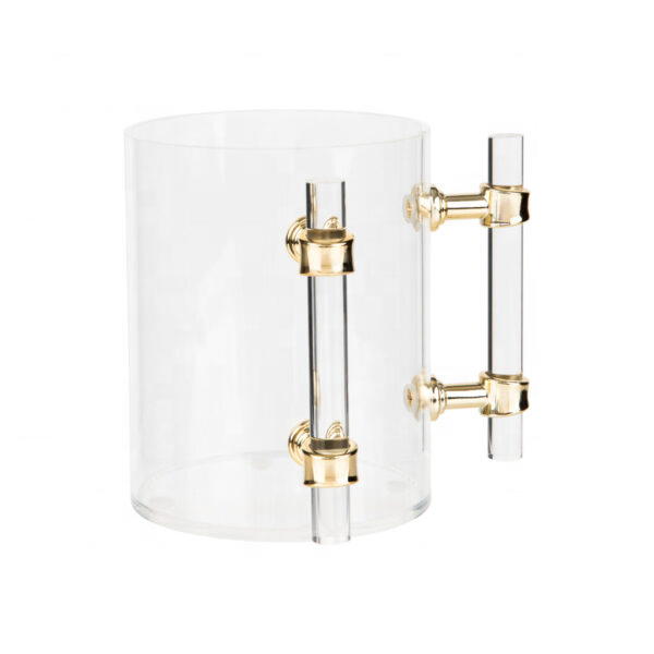 Clear Acrylic Netilat Yadayim Washing Cup – Modern Lucite Judaica Wash Cup with Dual Gold Handles