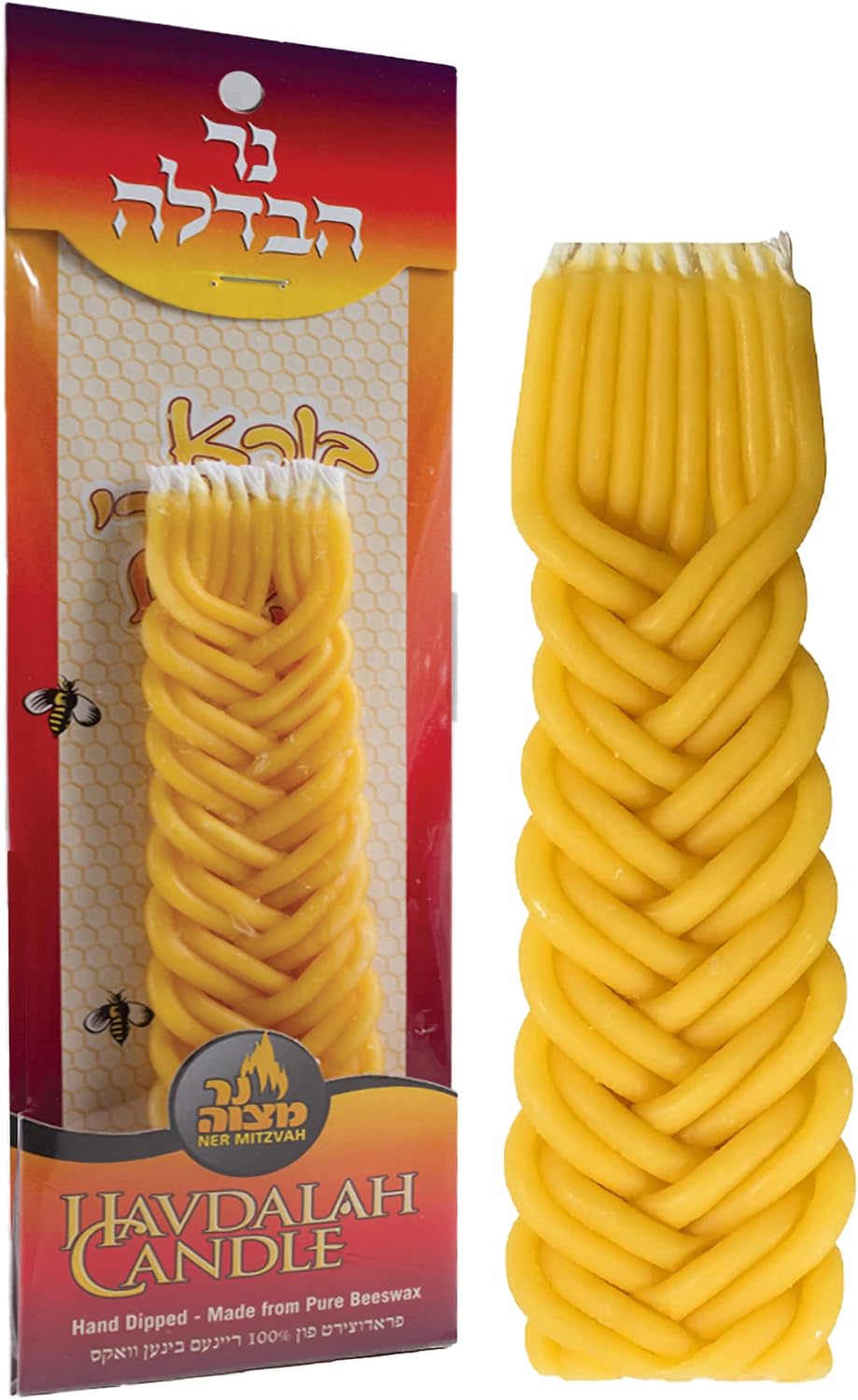 Braided Beeswax Hawdala Candle – Hand Beeswax Drained with Extra Thick Elegant Tongs