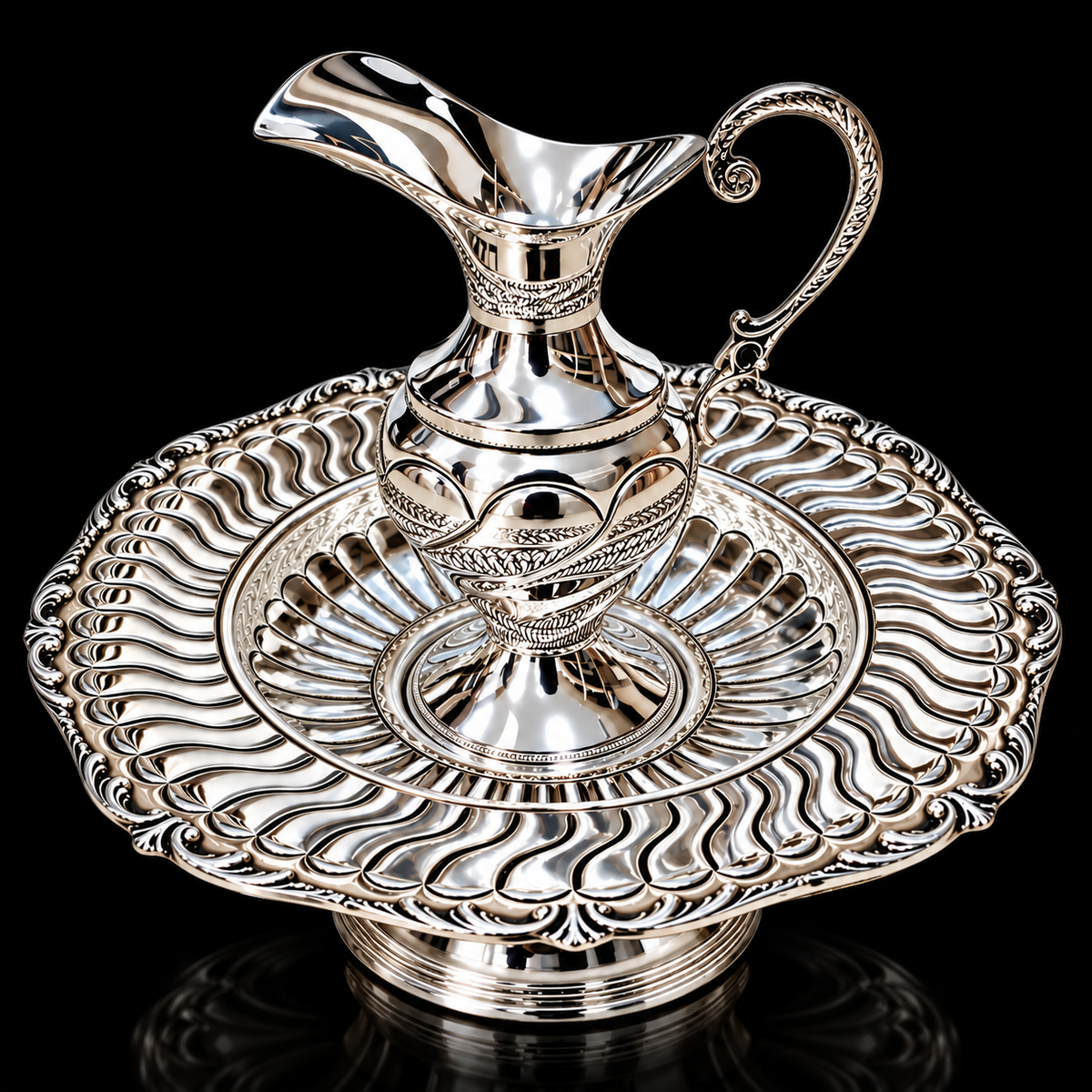 Elegant Silver Mayim Acharonim Set