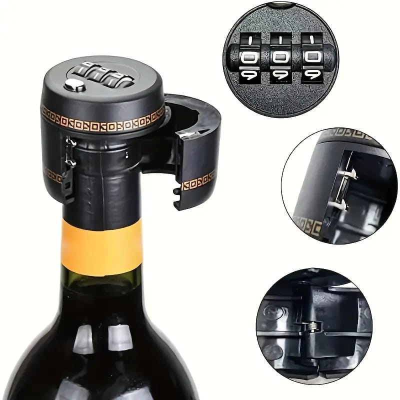 Digit Combination Wine Bottle Lock – Reusable Password Security Cap for Wine & Liquor Bottles