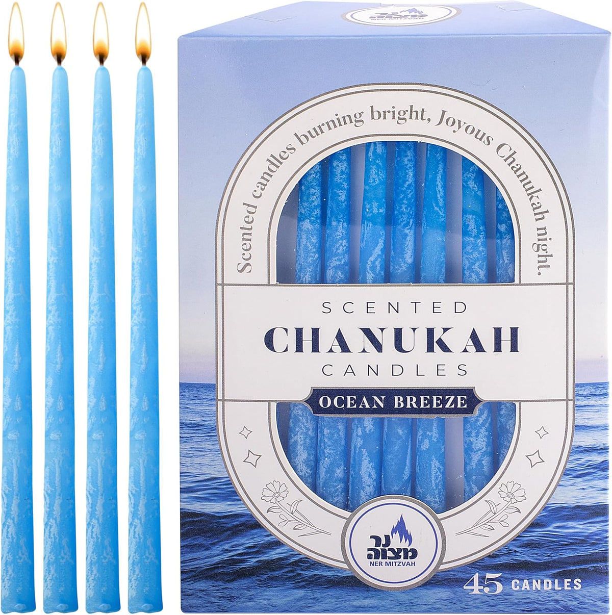 Scented Chanukah Candles Ocean Breeze Scent Blue 45 Count