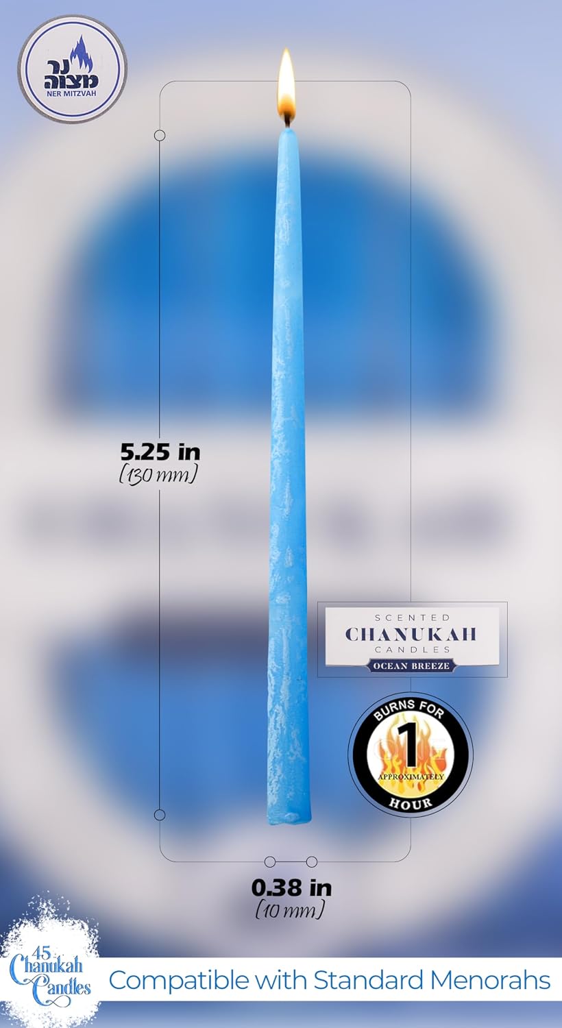 Scented Chanukah Candles Ocean Breeze Scent Blue 45 Count