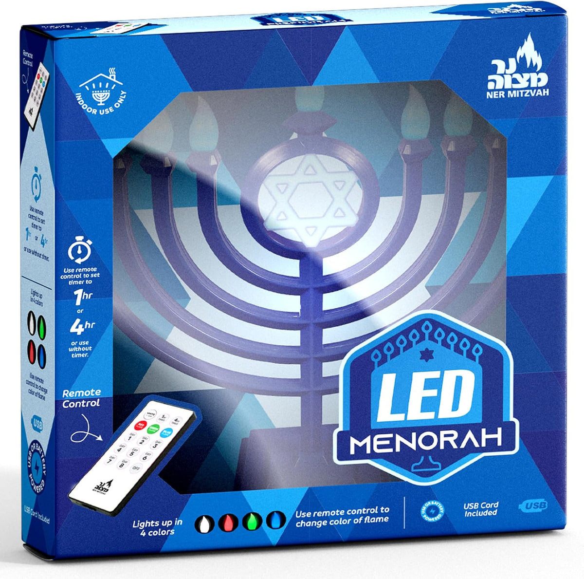 LED Electric Chanukah Menorah - Color Changing LED Traditional