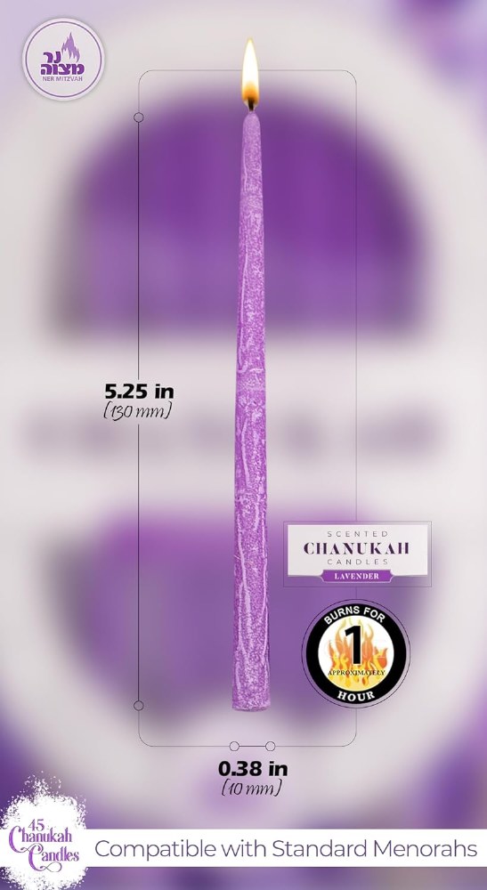 Scented Chanukah Candles Lavender Scent Purple 45 Count