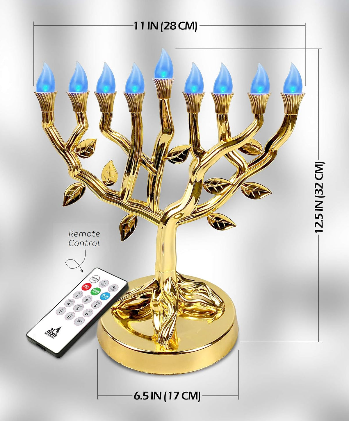 Gold LED Tree of Life Menorah