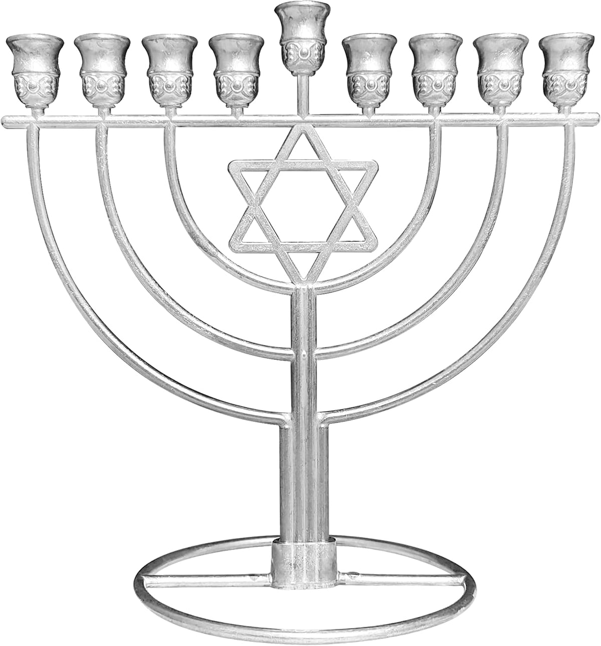 Wireframe Menorah - Star of David - Silver