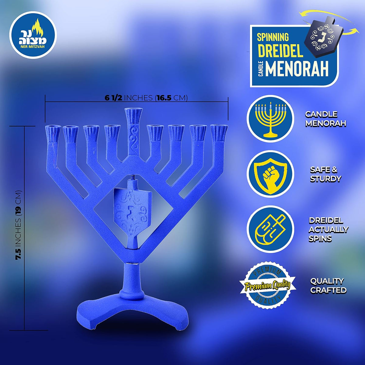 Spinning Driedel Menorah - Blue