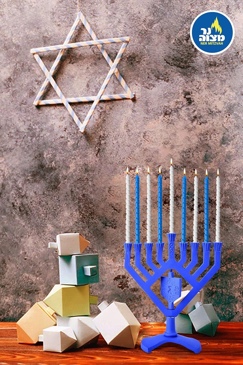 Spinning Driedel Menorah - Blue