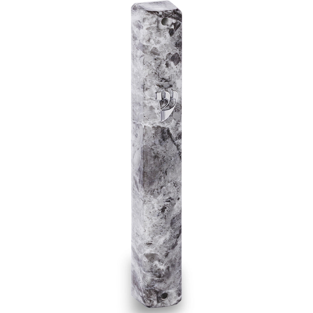 Plastic Mezuzah 15 cm - Gray Marble