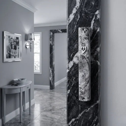 Plastic Mezuzah 15 cm - Gray Marble
