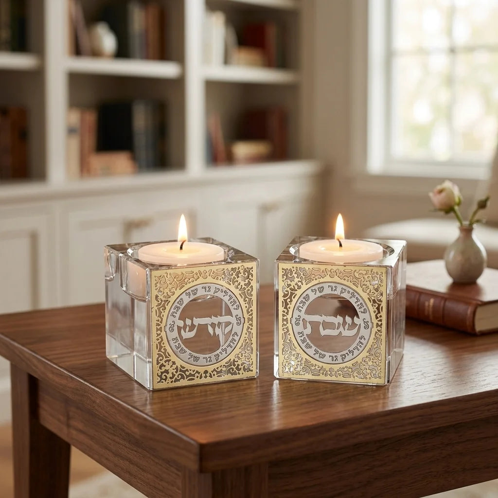 Crystal Candlesticks 5 cm with Metal Plaque