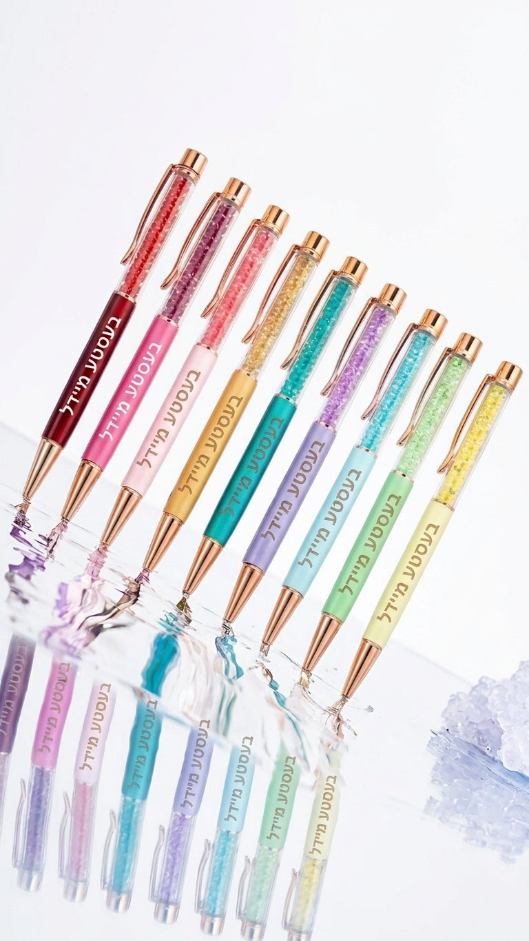 Personalized "בעסטע מיידל" Crystal Gem Pen – Multi-Color
