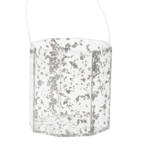 Ice Bucket Lucite Silver Flakes