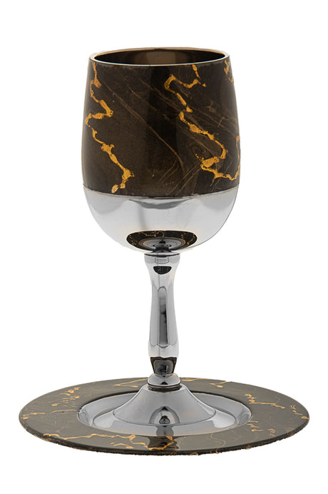 Kiddush Cup Metallic Brown Abstract with Gold