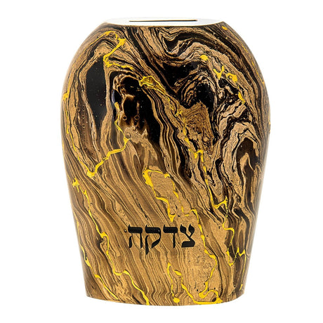 Tzedakah box Gold Abstract with Gold Flares