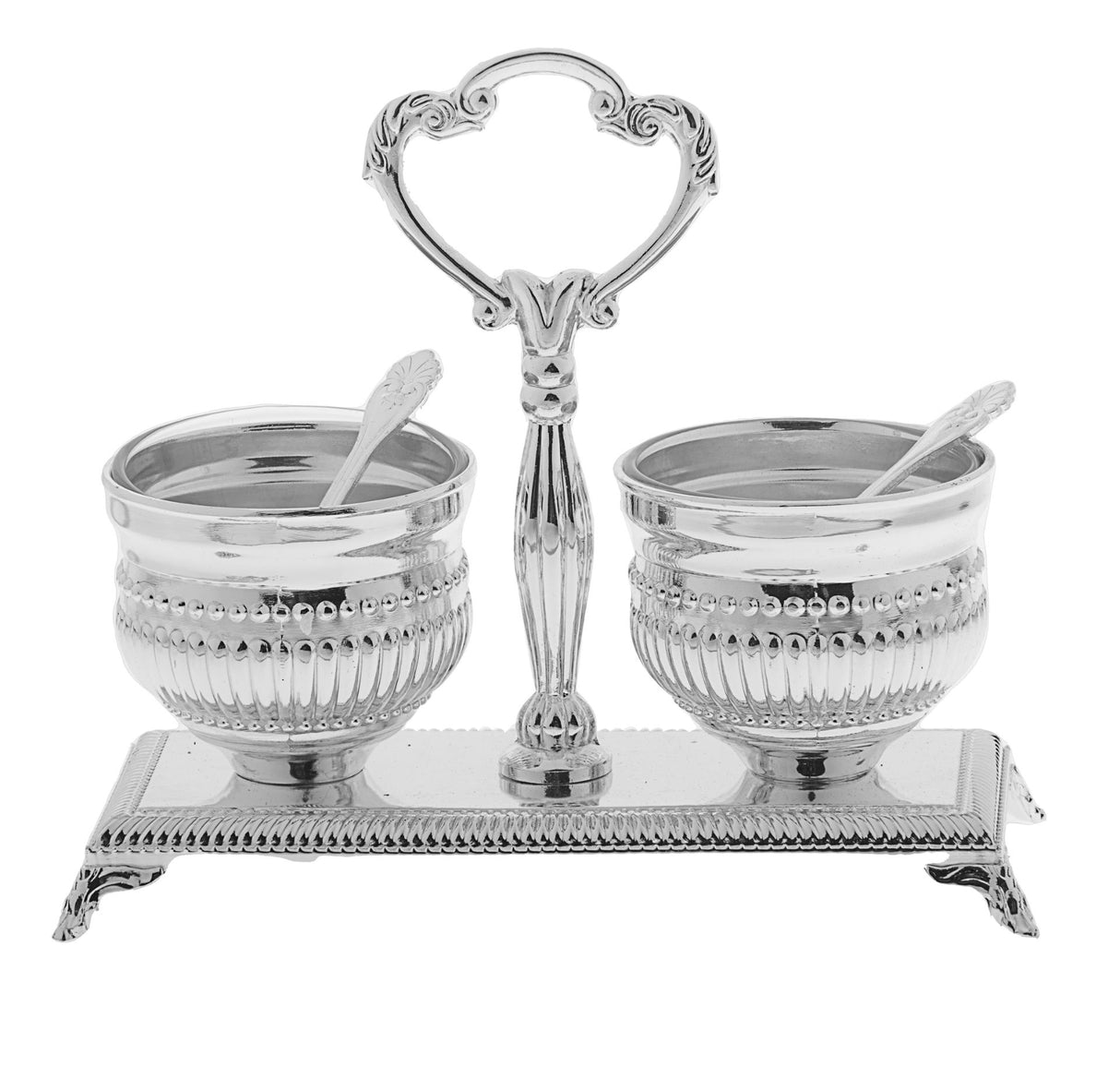 Salt and Pepper with handle silver plated