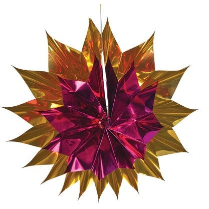 12 IN. PLEATED STAR PINK/GOLD