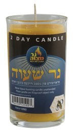 2 Day Beeswax Yahrzeit Candle In Glass Cup