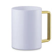 Acrylic Washing Cup White With Gold Handles