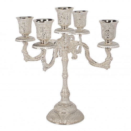 5 Branch Silver Plated Filigree Candelabra