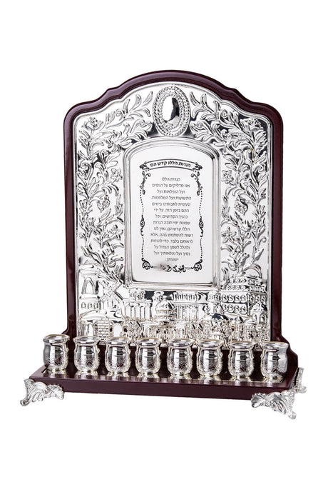 Menorah Wall Style Wood n' Silver Plated 35 x 24 cm