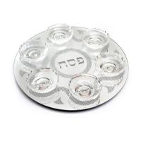 Passover/Pesach Kaarah Platter/Tray Glass - With Glass Plates