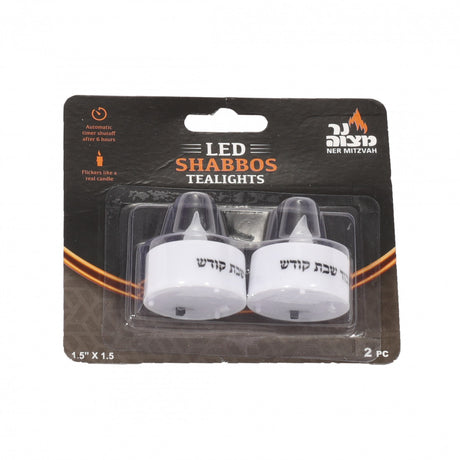 Ner Mitzvah LED Shabbos Tealights with Timer 2pk Price Excludes VAT - Retail Only