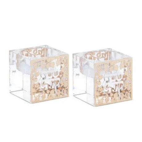 Crystal Tea Light Candle Holders With Gold And Silver Plates