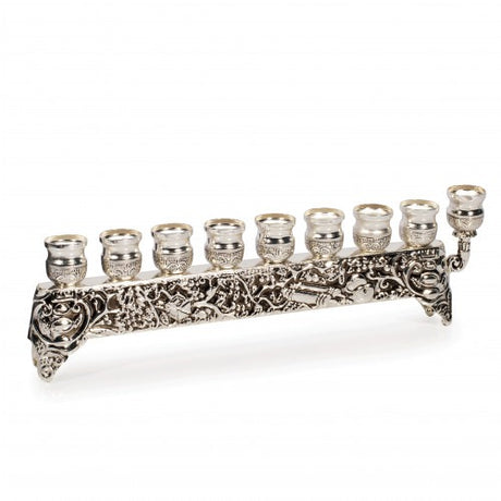 Silver Plated Strip Menorah for Candles or Oil
