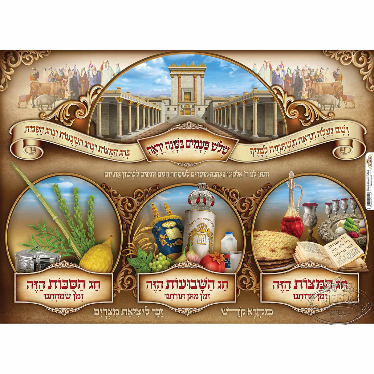 7 Laminated זכורך כל יראה בשנה פעמים שלוש - פוסטר