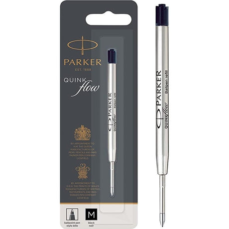 Parker Ballpoint Pen Refill | Medium Tip | Black QUINKflow Ink | 1 Count