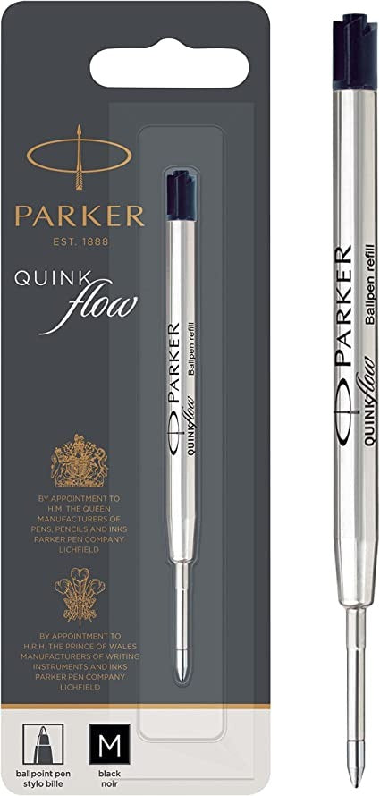 Parker Ballpoint Pen Refill | Medium Tip | Black QUINKflow Ink | 1 Count