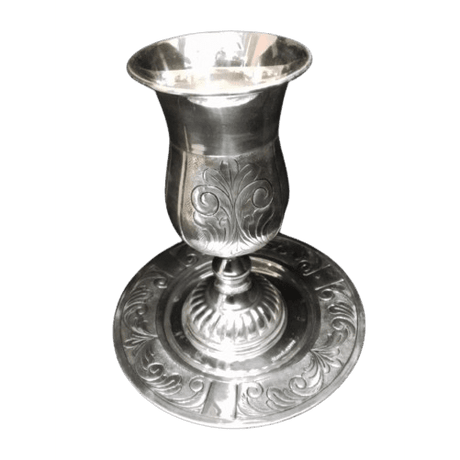 Kuddush Cup with tray Silver Diped