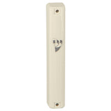 Plastic Mezuzah With Rubber Cork 15 Cm- Beige And Silver