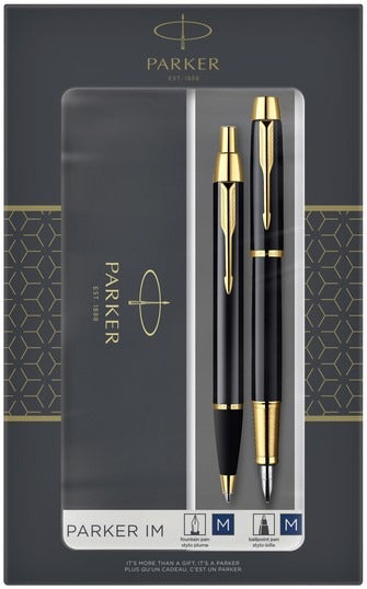 Parker IM Black GT Fountain Pen + Ballpoint Pen in a Gift Box 2093216