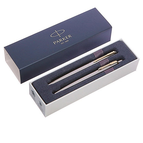 Parker Jotter Stainless Steel Chrome Color Trim GT T2016 Fountain Pen + Ballpoint Pen in a Gift Box 2093257