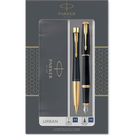 Parker Urban Muted Black GT Fountain Pen + Ballpoint Pen in a Gift Box 2093381