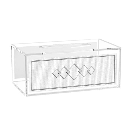 Double Leatherite Tissue Box - silver