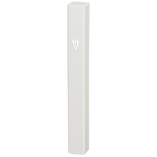 White Plastic Mezuzah with Rubber Cork 12 cm