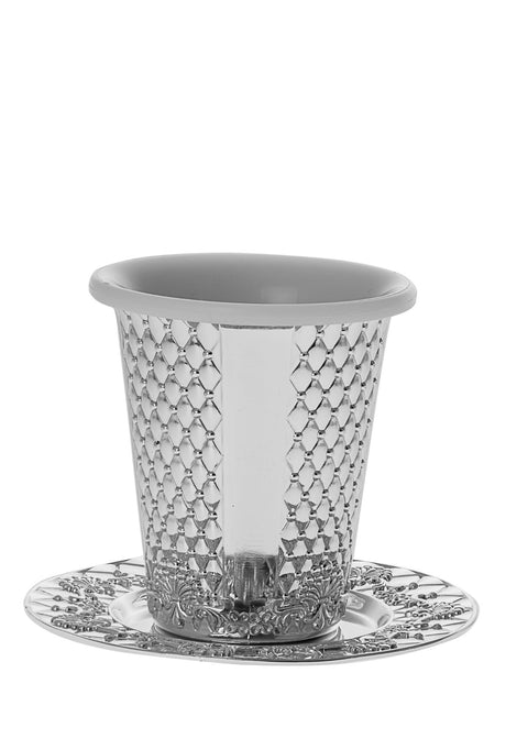 Kiddush Cup And Tray Silver Plated With Stones