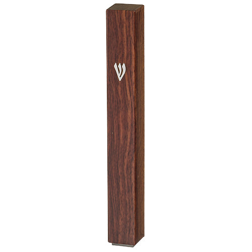 Plastic Mezuzah with Rubber Cork 12 cm - Brown Wood Design