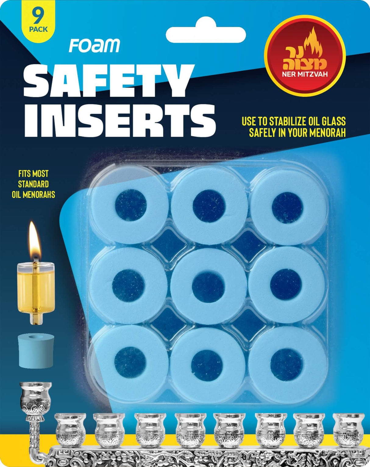 Chanuka Foam Safety Inserts - Oil Menorah